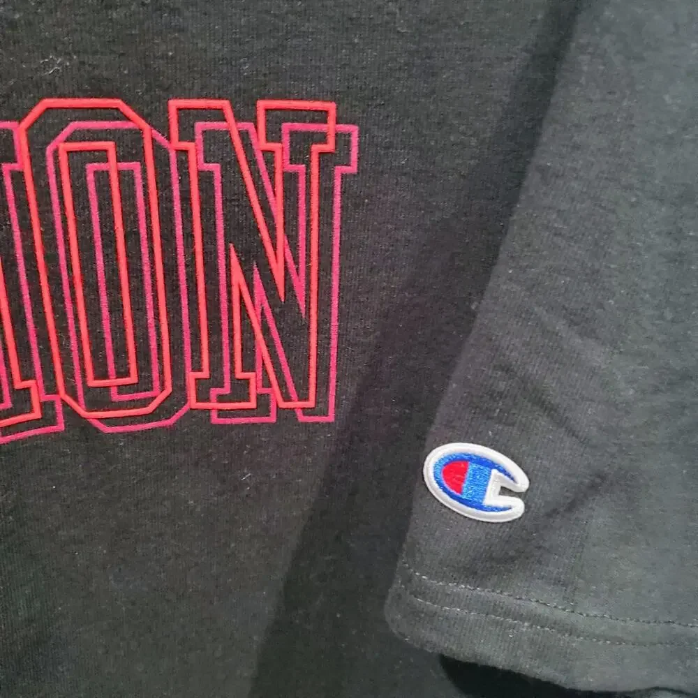 Champion T Shirt Mens 3XL Black Graphic Print Logo Casual Short Sleeve - Picture 3 of 9